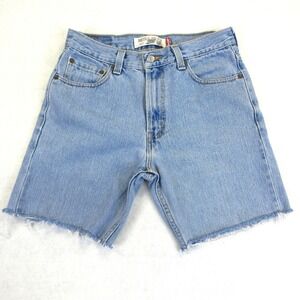 Levi's 505 Cutoff Shorts Mens 30 Light Blue Denim Raw Hem Regular Fit Cotton